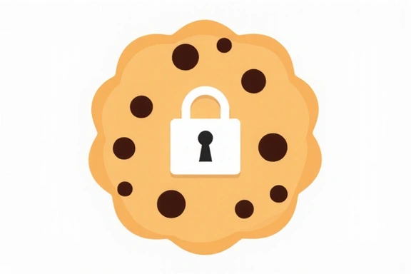 Icona che rappresenta un cookie, con un piccolo lucchetto, simboleggiando i cookie proprietari sicuri.