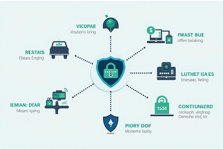 Illustrazione di dati che vengono condivisi in modo sicuro tra entità